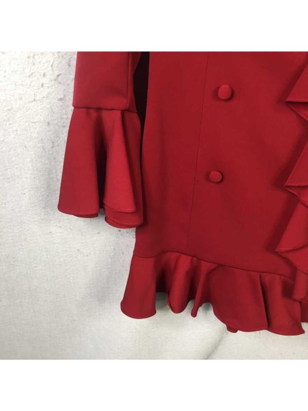 Issue New York Dress Womens M Red Ruffle Jacket Mini Long Sleeve Party Cocktail - Picture 10 of 16
